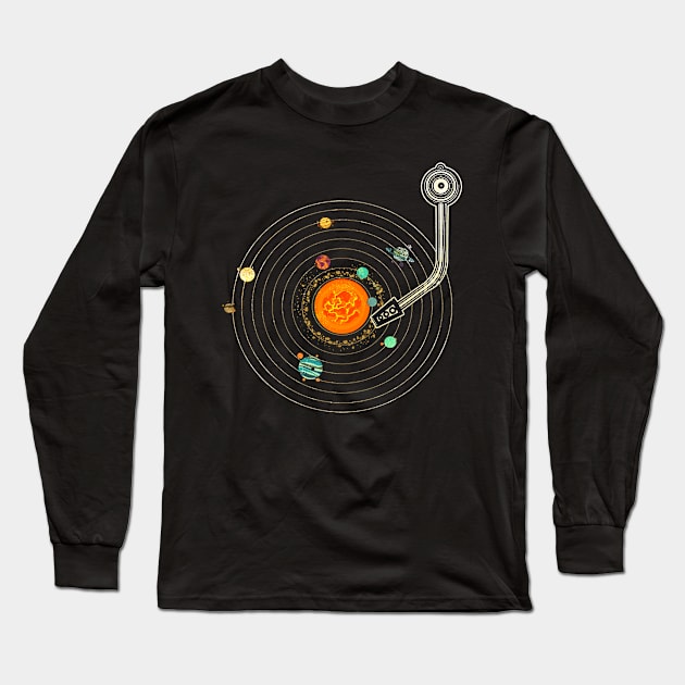 Solar System Turntable Long Sleeve T-Shirt by Mila46